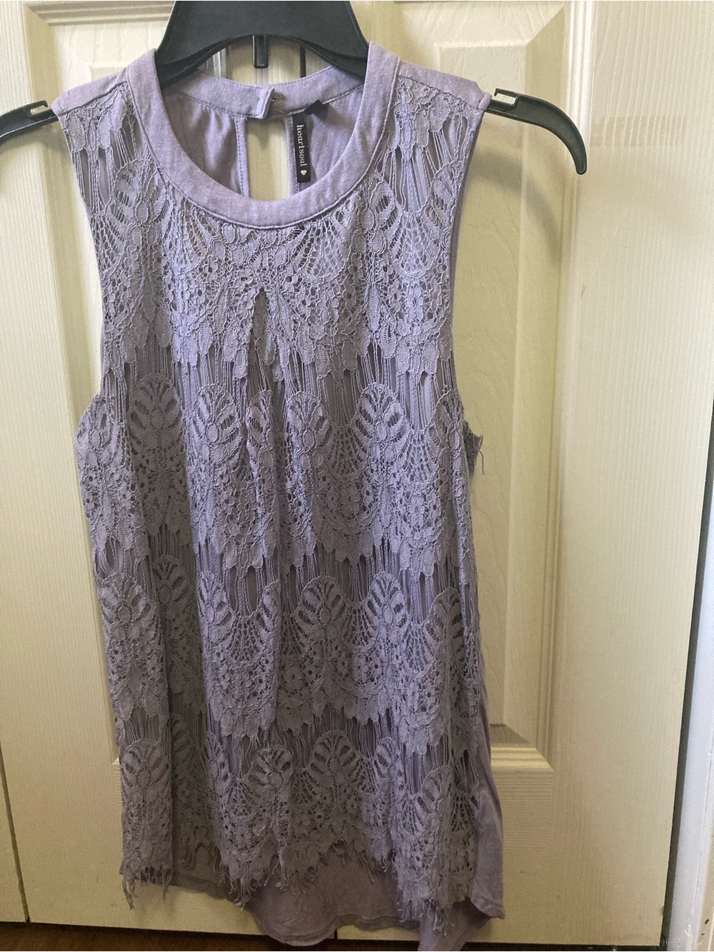 HeartSoul Lavender Lace-Front Sleeveless Top
